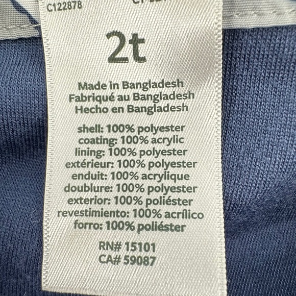 Carter's Dinosaur Print Windbreaker Jacket Kids 2T Gray Blue Raincoaat - Picture 4 of 7